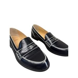 Christian Louboutin Mocalaureat Tromp L'oeil Black White Loafers Women EU 38.5